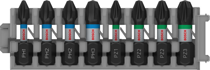 Bosch PRO Impact gemischtes Set, PH1; PH2(x2); PH3; PZ1; PZ2(x2); PZ3, 25&nbsp;mm, 8-tlg.