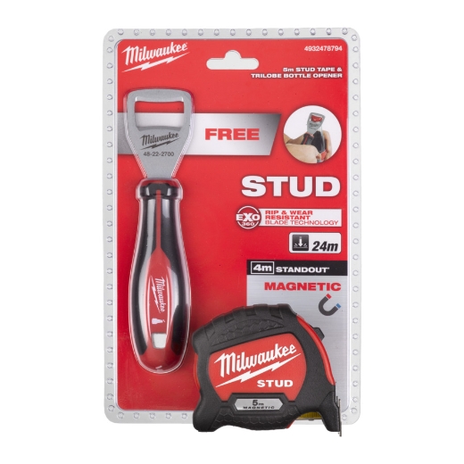 Bandmaß 5m Milwaukee Stud magnetisch + Flaschenöffner