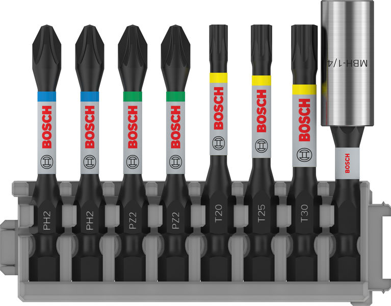 Bosch PRO Impact Set mit Bithalter und Pick u Click-Einsätzen, PH2/PZ2/T20/T25/T30/BH