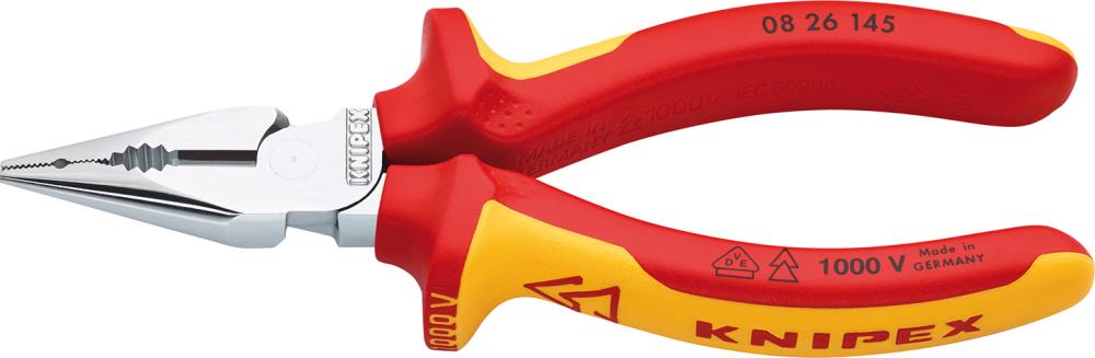 KNIPEX Spitz-Kombinationszange  VDE verchromt mit Mehrkomponenten-Griffen 145mm