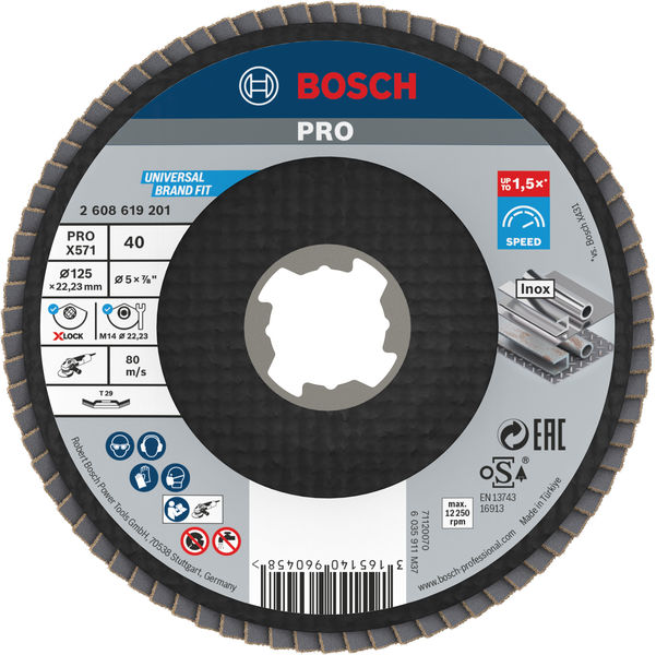 Bosch PRO X571 X-Lock Fächerschleifscheibe, 125&nbsp;mm