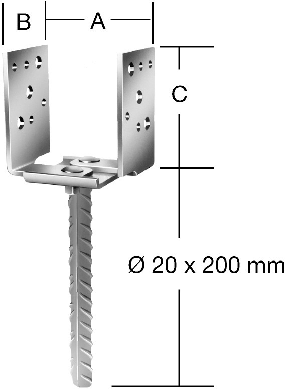 U-Pfostenträger VORMANN AUGUST mit Dolle, seitenverstellbar, verzinkt