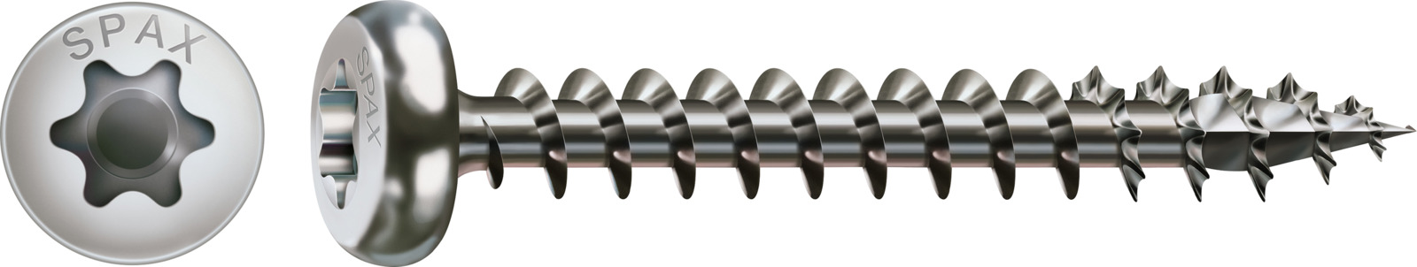 SPAX Universalschraube Edelstahl A2 - Vollgewinde, Halbrundkopf, T-STAR plus, 4CUT, Rostfrei