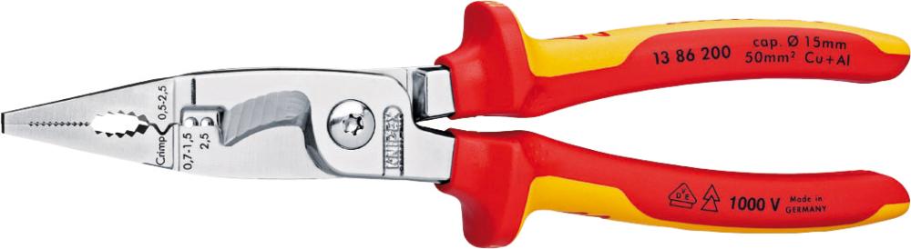 KNIPEX Elektroinstallationszange  verchromt VDE 200mm