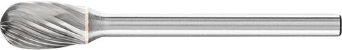 Hartmetall-Kleinfrässtift mit 3-mm-Schaft, Tropfenform TRE, Zahnung 5