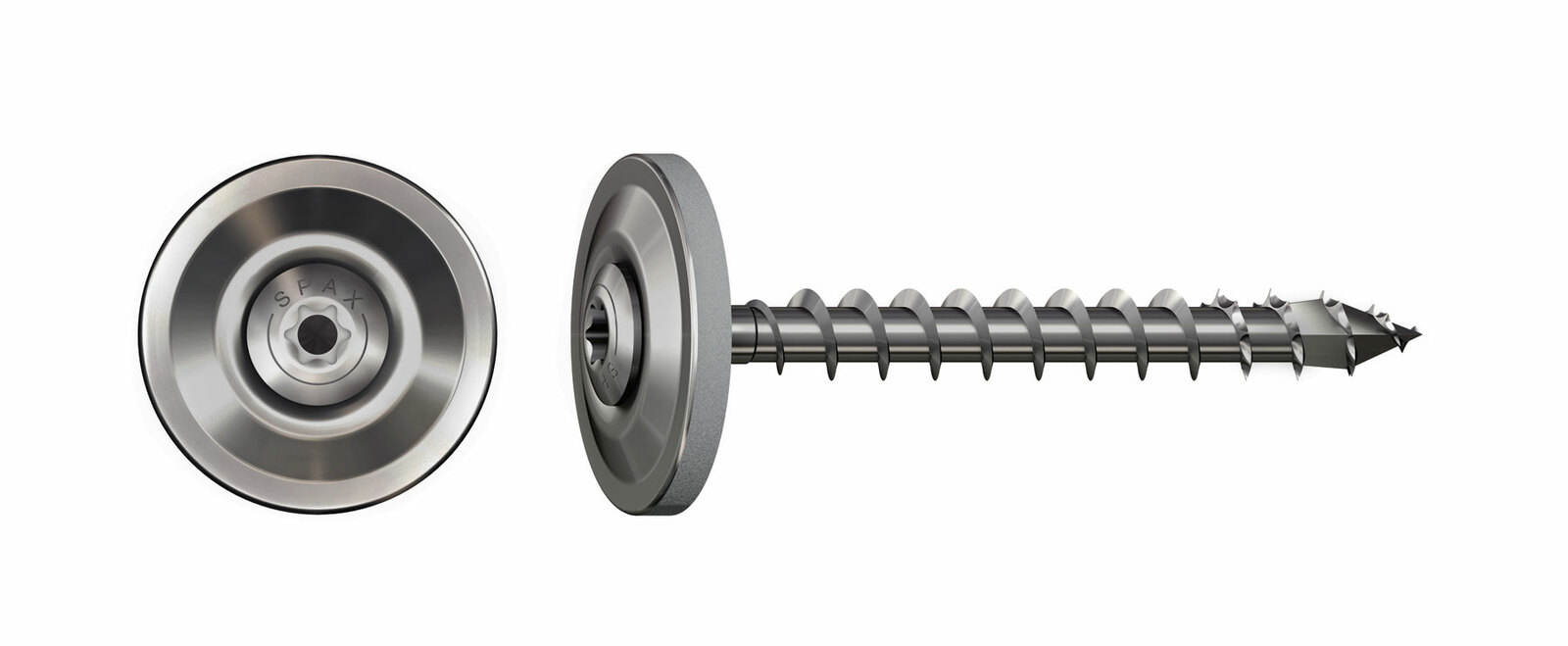 SPAX Spenglerschraube - Vollgewinde, T-STAR plus, 15mm Dichtscheibe, 4CUT, Edelstahl rostfrei A2