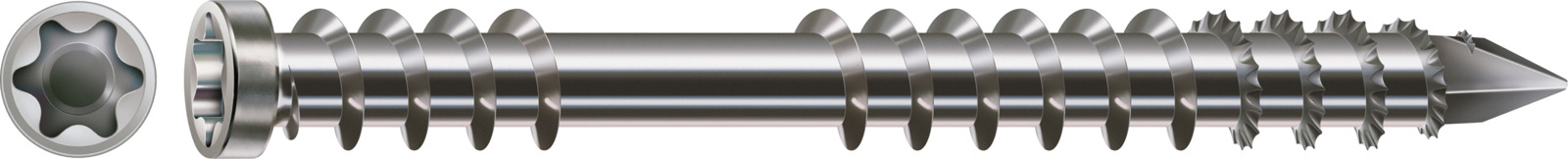 SPAX Edelstahl A2 Terrassenschraube - Fixiergewinde, Zylinderkopf, T-STAR plus, CUT-Spitze