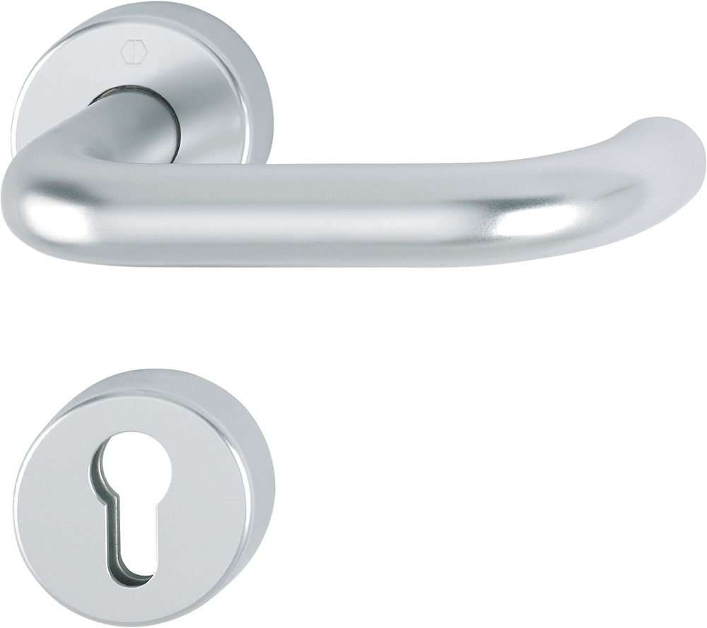 HOPPE FH-Drückergarnitur mit Rosetten Paris FS-138/42H/42HS, Aluminium