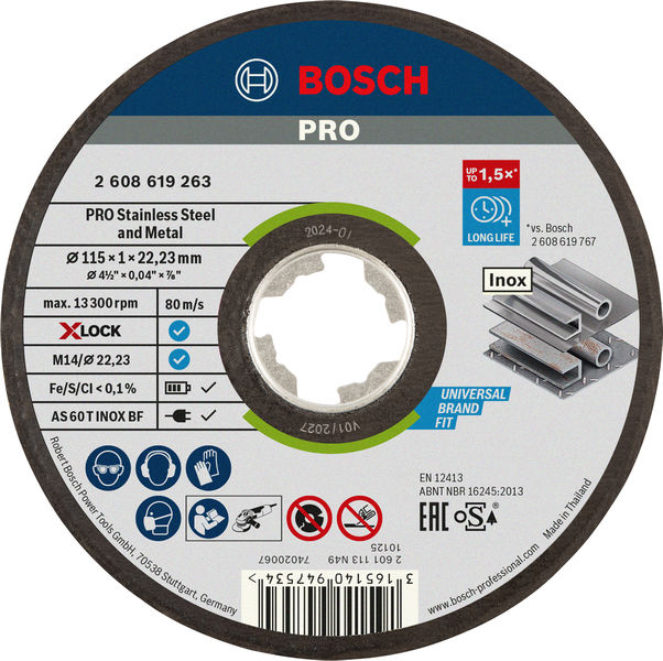 Bosch PRO&nbsp;Stainless Steel and Metal X-Lock Trennscheibe, 115 x 1 x 22,23&nbsp;mm