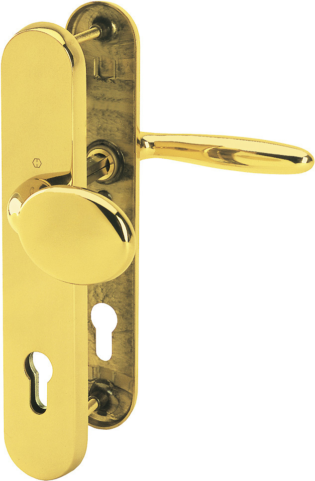 HOPPE Schutz-Wechselgarnitur mit Langschild Pisa M76G/361A/360/151, 10/92 mm, Messing