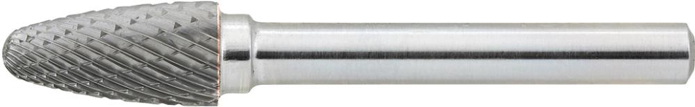 Hartmetall-Frässtift mit 6-mm-Schaft, Rundbogenform RBF (Baumform), Zahnung C