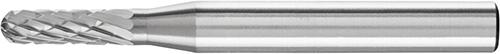 Hartmetall-Frässtift mit 6-mm-Schaft, Kugelzylinderform WRC (Walzenrund), Zahnung 4