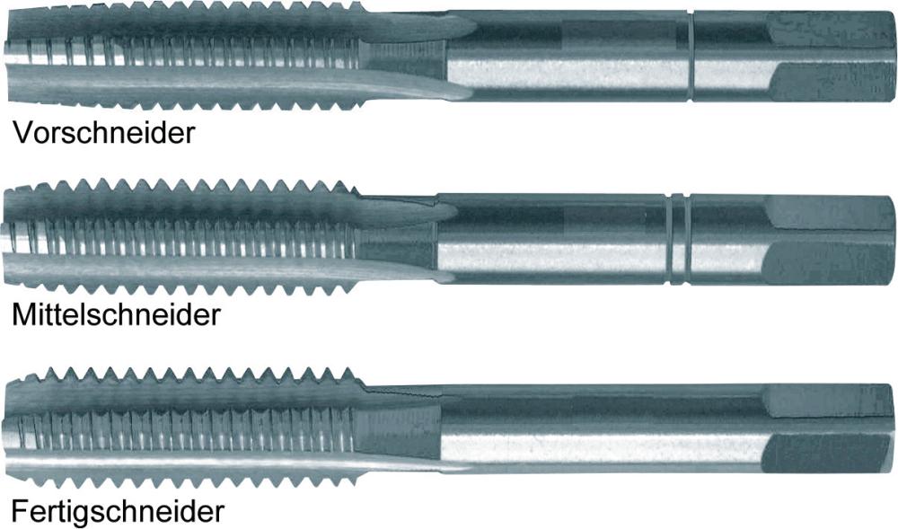 Handgewindebohrer-Satz für metrisches Gewinde, HSS-E, 3-teilig