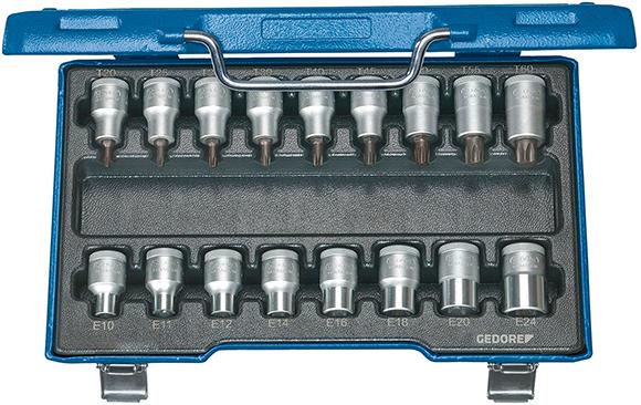 GEDORE Stecknuss-Satz  1/2" T20 bis T60 und E10 bis E24 17-teilig