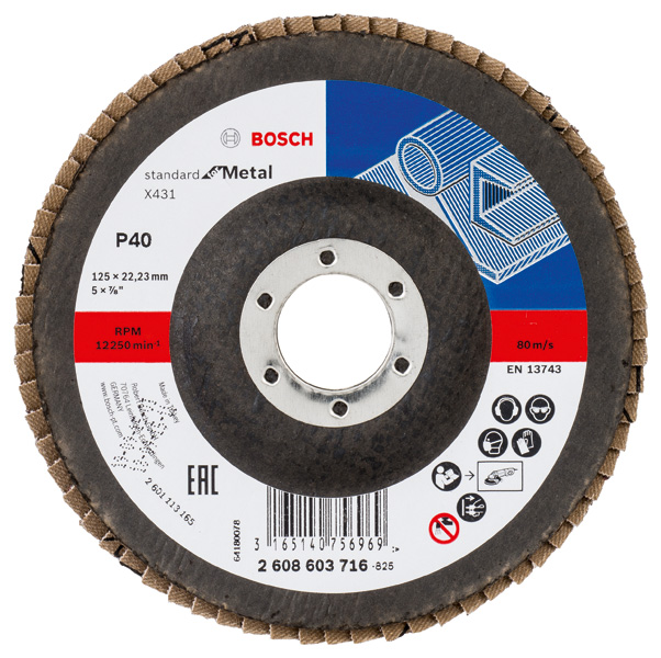 Bosch Fächerschleifscheibe X431 Standard for Metal, gerade, 125 mm