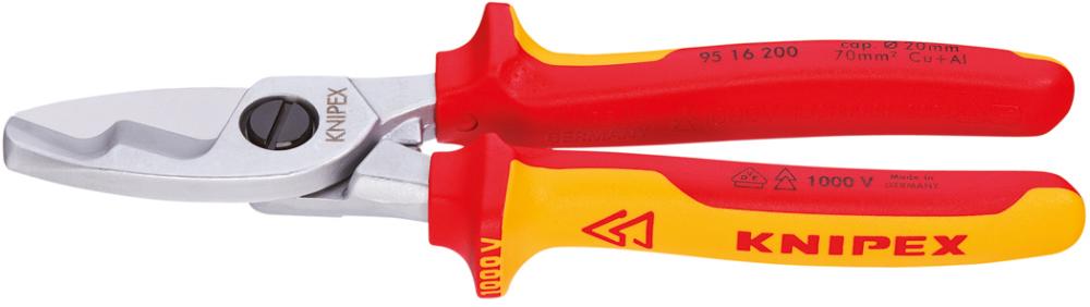 KNIPEX Kabelschere  VDE mit Mehrkomponenten-Griffen 200mm