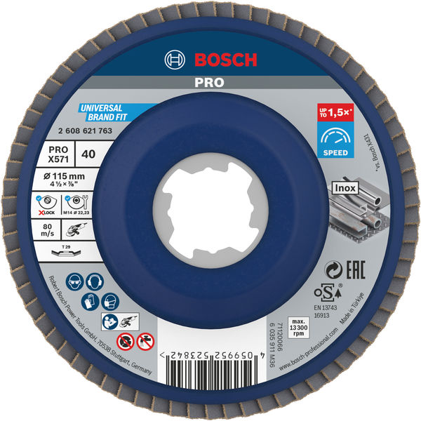 Bosch PRO X571 X-Lock Fächerschleifscheibe, 115&nbsp;mm