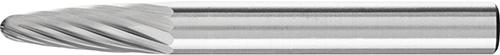 Hartmetall-Frässtift mit 6-mm-Schaft, Rundbogenform RBF (Baumform), Zahnung 3
