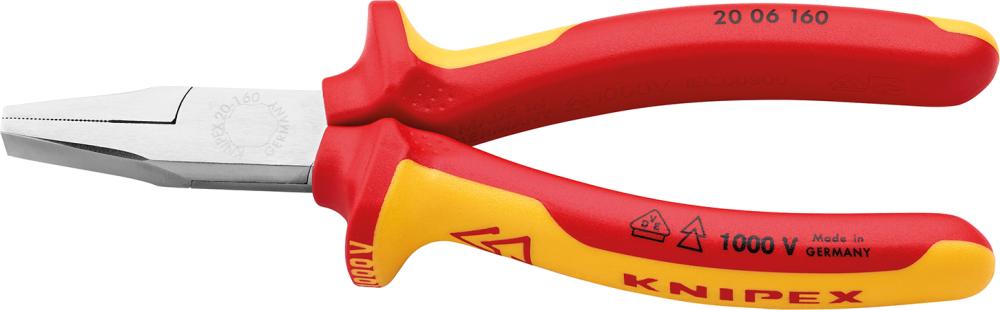 KNIPEX Flachzange  VDE mit Mehrkomponenten-Griffen 160mm